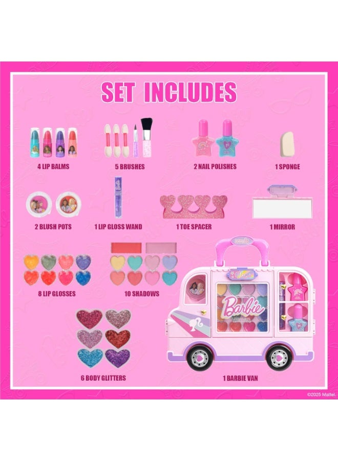 Barbie Car Makeup Kit for Girls, Real Washable Toy Makeup Set, Barbie Gift, Play Makeup and Pretend Play Toys, Perfect for Birthdays, Parties, Sleepovers & Makeovers, Ages 6 and up - Image 2